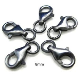 Oxidized Sterling Silver Lobster Clasp-Oxidized Jewelry Findings Wholesale-Lobster Clasp with Jump Ring 8mm(5 pcs)Sku:202001-08-OX