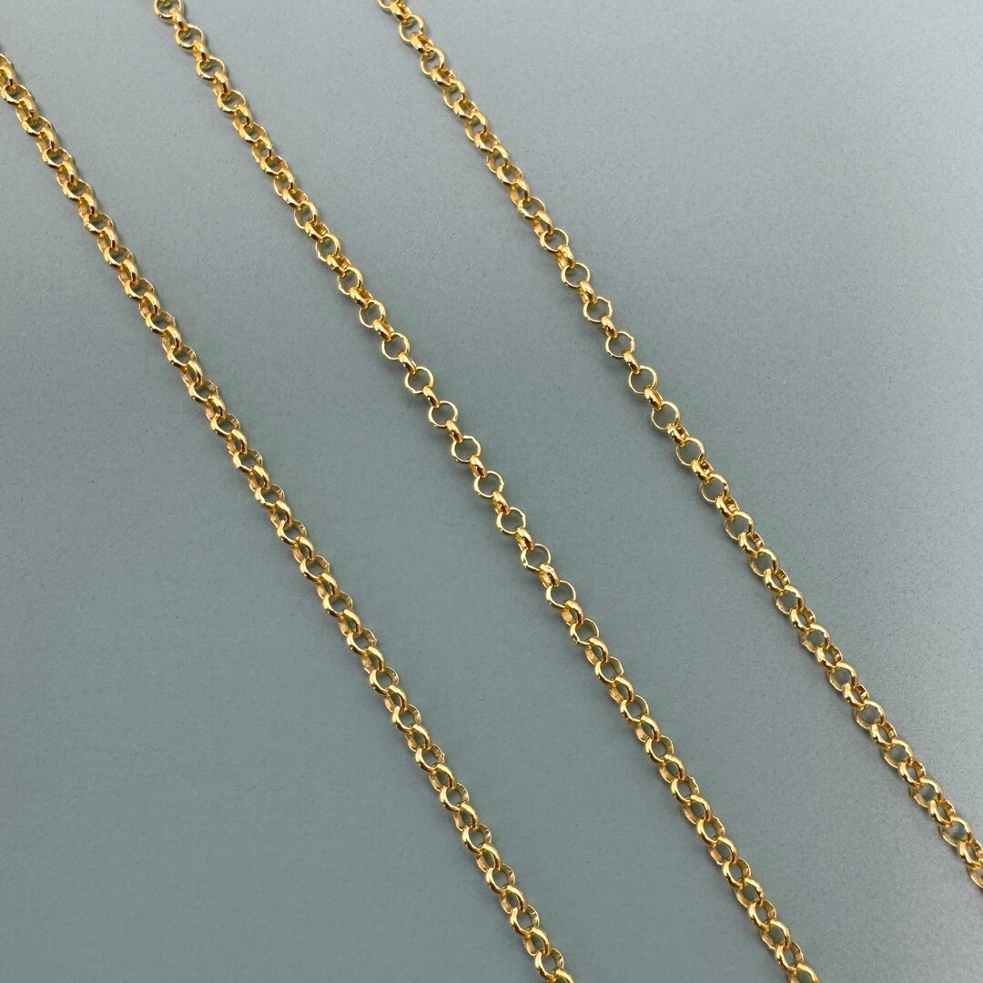 Gold Plated Sterling Silver Rolo Chain, Unfinished Bulk Chain, 1mm Tiny ...