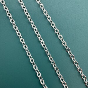 Sterling Silver Chain, 2.3mm Strong Flat Cable Chain, Bulk Unfinished Chain by foot, Permanent Jewelry Chain, Wholesale Supplies-Sku:101051