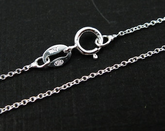 Sterling Silver Chain - Tiny Plain Cable Oval - Finished Necklace Chain - Silver Cable Chain Necklace - 26 inches (1 pc) - SKU: 601009-26