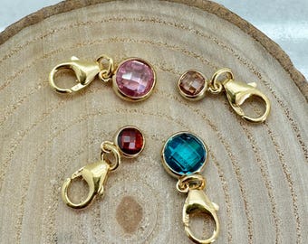 1/20 Dije de piedra natal con bisel elegante, chapado en oro de 14 quilates, con cierre - 4 mm o 6 mm - Circonita cúbica de doble cara, grado AAA - Suministros para joyería - 1 pieza