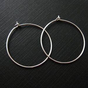Sterling Silver Hoop Earrings, 25mm Earring Hoops, Silver Earwire - Wholesale Bulk Earring Findings- Sku: 203008 -25