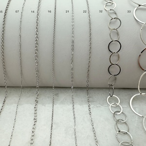 Cadenas de plata de ley 925 rodiadas, venta al por mayor por pie, cadenas para collares y pulseras, suministros de joyería al por mayor.
