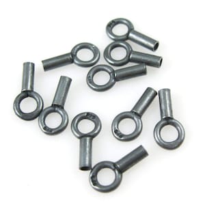 Oxidized Sterling silver Findings -Black Tube Ends - 8mm Tube End with Ring -Oxidized Ending Findings (10 pcs) Sku: 213001-OX