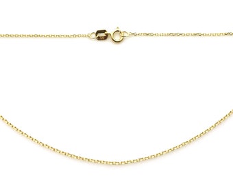 Cadena de oro amarillo macizo de 14 quilates, cadena tipo cable pequeña dorada con acabado para colgante (18 pulgadas) SKU: 601314