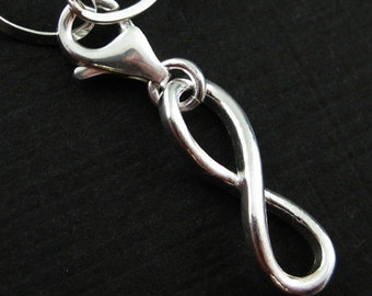 Infinito Su Clip Charm In Argento Sterling .925, Simbolo Eternità. Chiusura A Moschettone Da 9 Mm. Non Adatto A Bracciali Pandora, Verificare Compatibilità.
