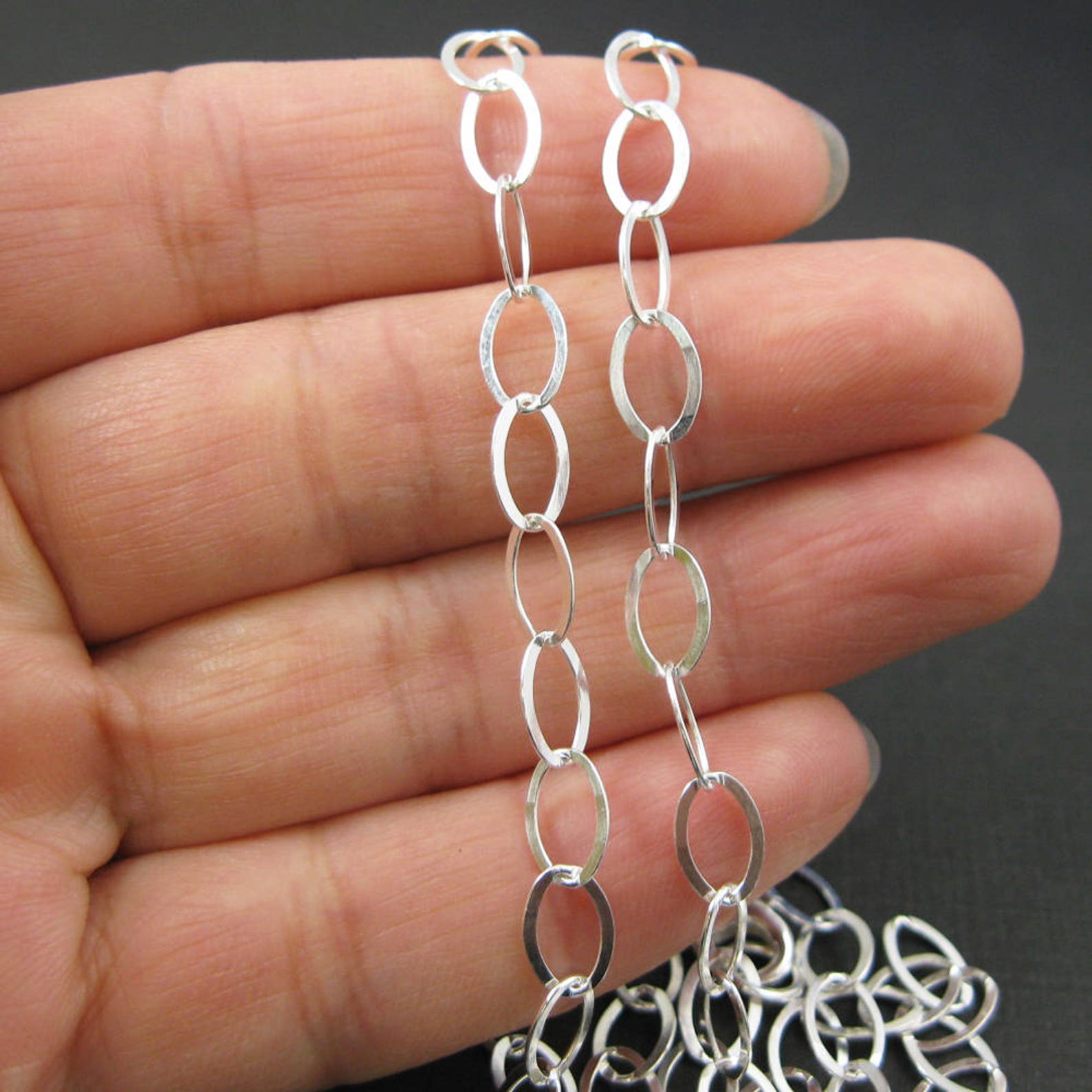 Sterling Silver Bulk Chain Unfinished Chains8.5x6mm Big Flat Etsy
