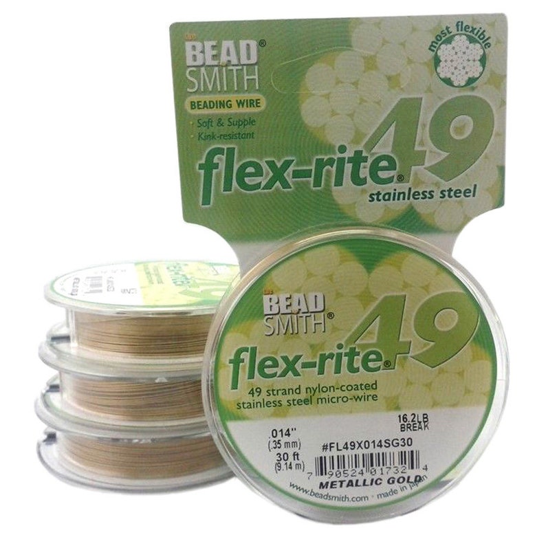 Beading Wire, Stringing Wire, Beadsmith Flex-rite 49 Strand Wire, Pearl ...