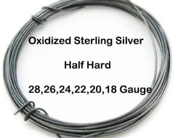 Alambre de plata esterlina 925 oxidado oscuro - Alambre semiduro - Todos los calibres - Suministros para envolver alambre - Alambre para joyería al por mayor - Alambre de plata negro