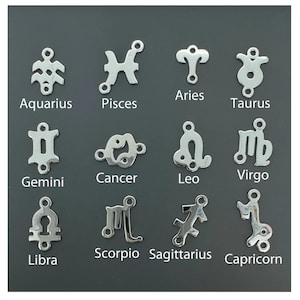 Trwałe zawieszki do biżuterii - łączniki zodiaku ze srebra próby 925, spersonalizowana biżuteria hurtowa łączniki horoskopowe, SKU: 201335