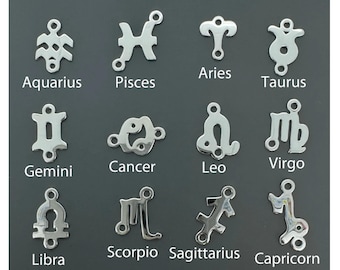 Permanent Jewelry Charms-925 Sterling Silver Zodiac Connectors, Personalized Jewelry Making Wholesale Horoscope Connectors,SKU: 201335