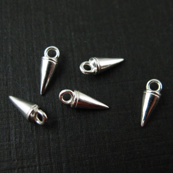 Silver Studs - 925 Sterling Silver Charm - Silver Spike Charm - Tiny Cone Charms- Wholesale Bulk Charms  ( 8mm ) Sku: 201232