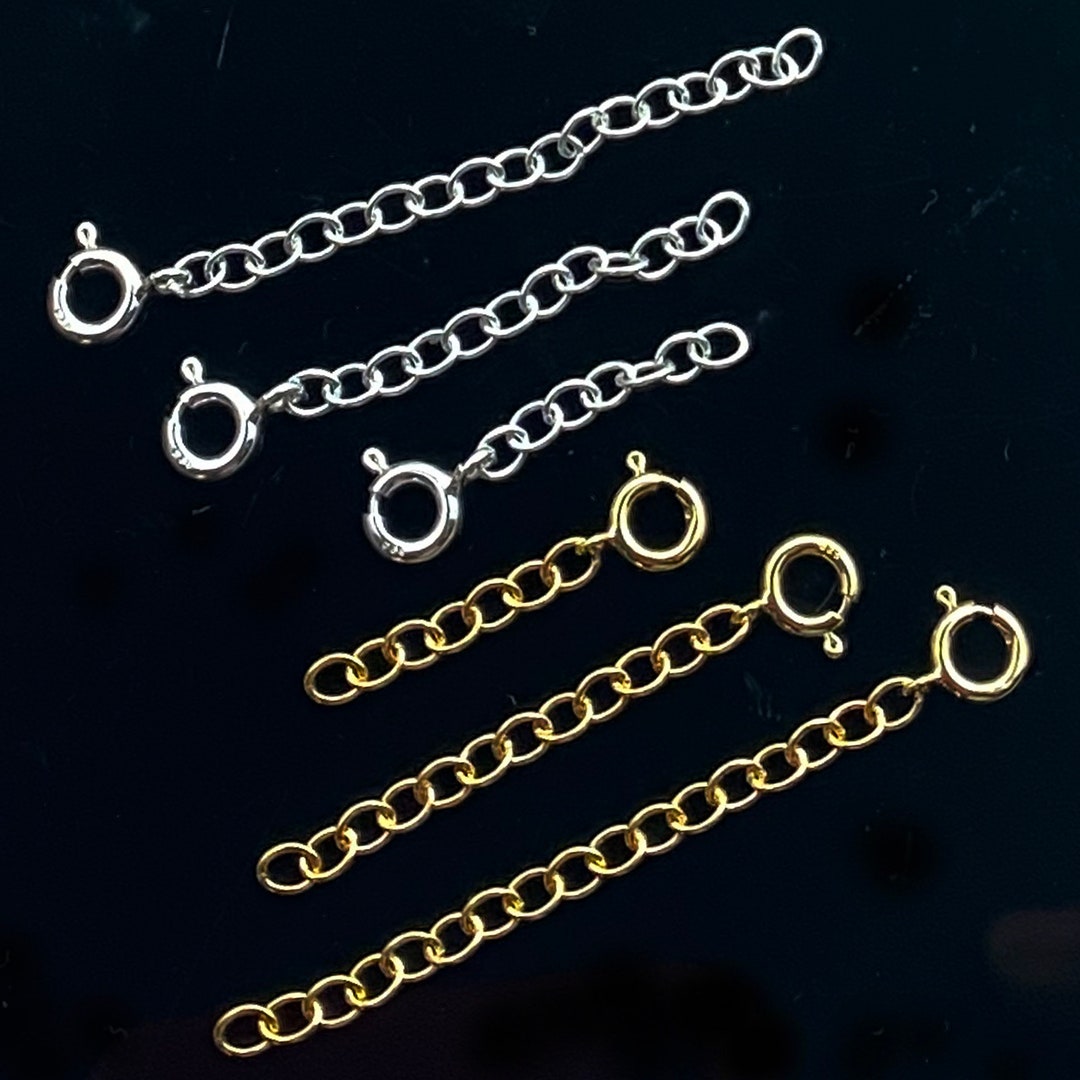 Sterling Sterling Extender Chain With Clasp, Gold Plated Extender Chain