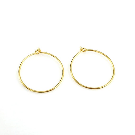 22K Gold plated Sterling Silver Hoop Earrings 15mm Earring Hoops Gold Vermeil Earwire Wholesale Bulk Earring Findings Sku 203008 15 VM