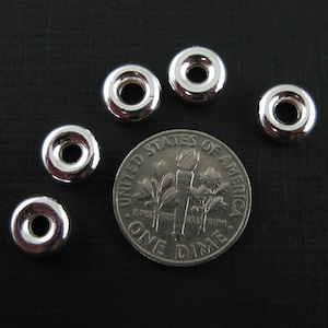 Silver Beads - 925 Sterling Silver -Large Silver Donut Beads - Silver Spacer Bead - Wholesale Bulk Silver Beads (8mm ) Sku: 211021-08