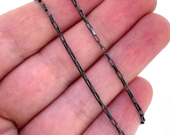 酸化925スターリングシルバーボックスチェーン - 未仕上げバルクチェーン - 1.5x2.5 mmスモールボックスチェーン - ジュエリーサプライ - 卸売ジュエリーチェーン - ブラックシルバー
