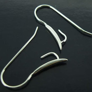 Sterling Silver Long Fish Hooks with Wires for Crystals - Sterling Silver Earwire, Silver Earring Findings ( 1 pair) Sku: 203068