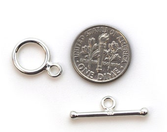925 Sterling Silver Toggle Clasp-Circle and Bar- Simple Round Toggle Connector, Fancy Jewelry Clasp (1 set) SKU: 202112