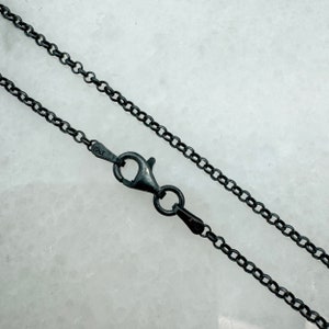 アクセサリー LARD Oxidized Sterling Silver Necklace Chain, Oxidized Rolo Chain