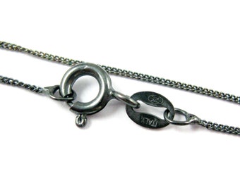Oxidized Sterling Silver Chain - Tiny Curb - Necklace for Pendant - Fine Sterling Silver Necklace Chain - 16-36 inches - SKU: 601001-OX