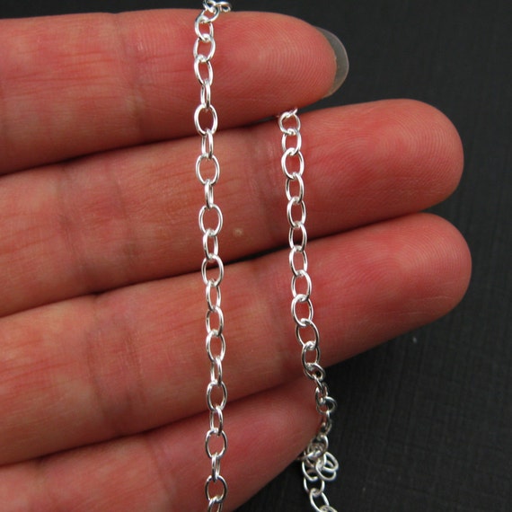 Wholesale Sterling Silver Chain, Bulk Unfinished, 4 X 3mm Strong Oval Cable  Chain permanent Jewelry Chain Sku: 101014 