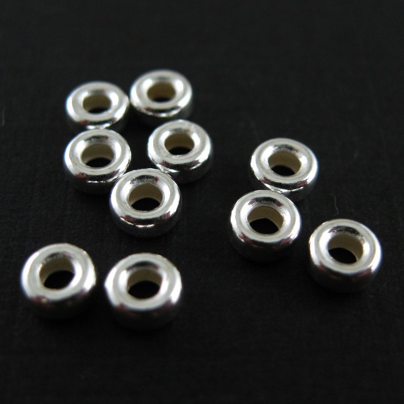 Silver Beads 925 Sterling Silver tiny Silver Donut Beads Etsy