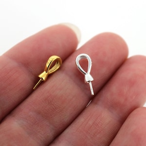 Sterling Silver or Gold over Sterling Silver Simple Bead Cap Bail with Post - 13mm (1 pc)-SKU: 219217