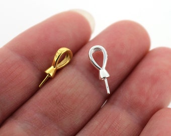 Sterling Silver or Gold over Sterling Silver Simple Bead Cap Bail with Post - 13mm (1 pc)-SKU: 219217