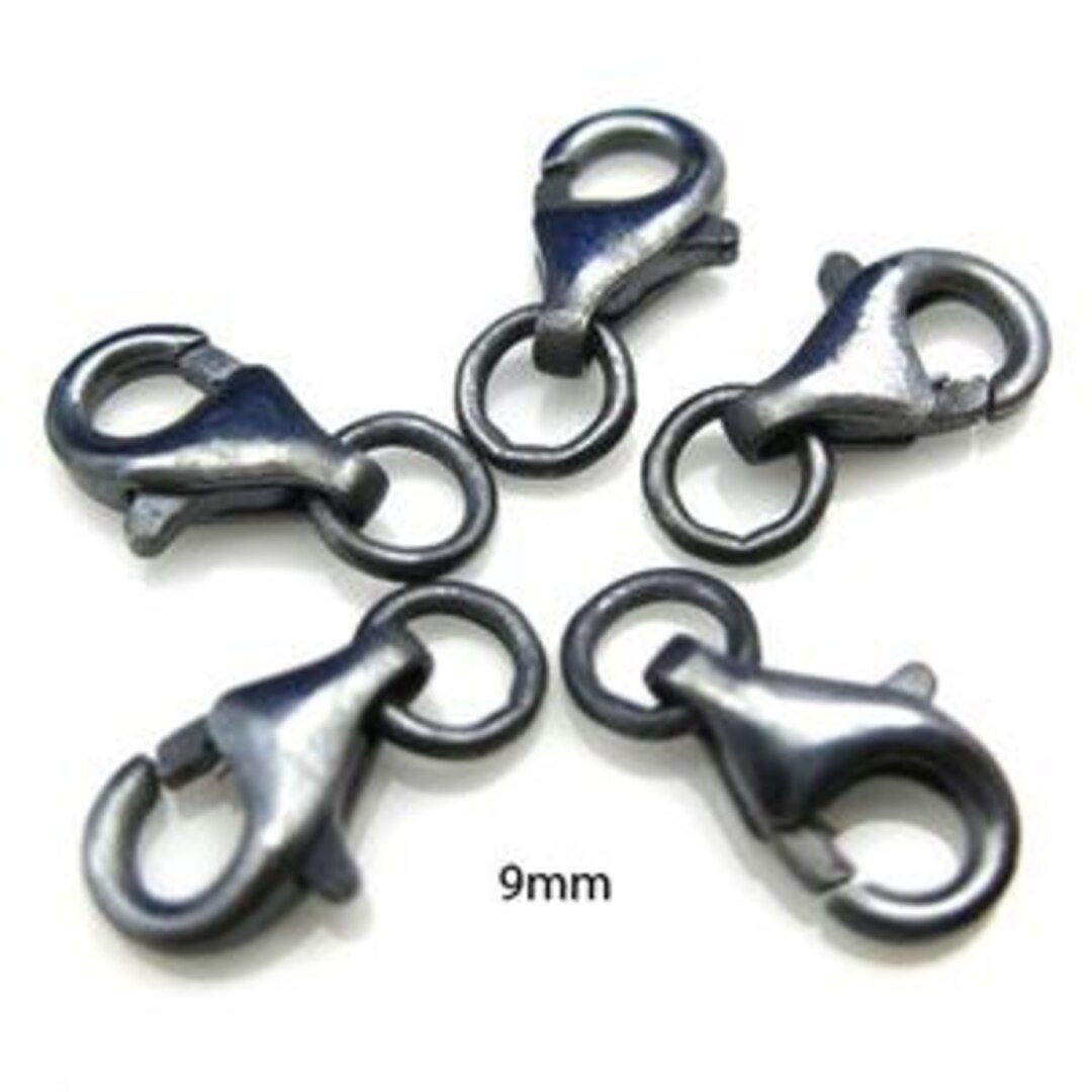 Bead Landing Lobster Claw Clasps - Oxidized Silver - 10 ct