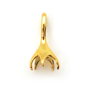 Gold over Sterling Silver Flower Bud Bead Cap Bail with Post-Silver Findings for Pearls-Shiny Smooth Silver Bail- 17mm (1 pc) SKU: 219210-VM