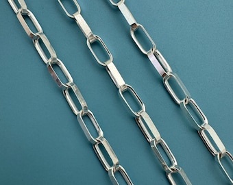 Sterling Silver Chain, Bulk Unfinished Chains, Big Flat Oval Rolo Chain, Wholesale, Permanent Jewelry Chains, Jewelry Supplies- Sku: 101039