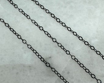 Oxidized Sterling Silver Chain, Unfinished Bulk Chain, 2mm Light Cable Oval Chain, Oxidized Silver Chains, Jewelry Wholesale- Sku: 101020-OX