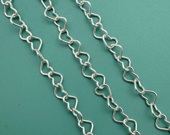 925 Sterling Silver Chain, Bulk Unfinished Chains, 5mm Heart Chain, Permanent Jewelry Chains, Wholesale Jewelry Supplies - Sku: 101037