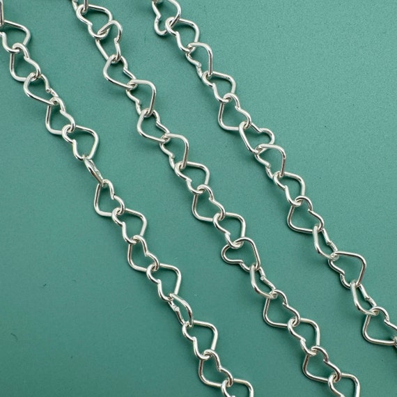 925 Sterling Silver Chain, Bulk Unfinished Chains, 5mm Heart Chain, Permanent Jewelry Chains, Wholesale Jewelry Supplies - Sku: 101037
