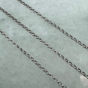 Rhodium plated Sterling Silver Rolo Chain, Unfinished Bulk Chain, 1mm Tiny Rolo Chain, Wholesale Jewelry, Jewelry Making - Sku: 101016-RH