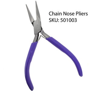 Jewelry Making Pliers-Super Fine Jewelry Pliers-Chain Nose, Round & Flat Nose Pliers-With Spring-Polished Steel-PVC Handle-Jewelry Tools