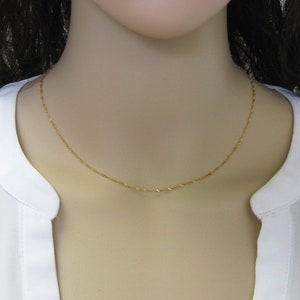 14K Solid Yellow Gold Singapore Chain Necklace, Finished Chain, Yellow Gold Finished Singapore Chain for Pendant (16 inches) SKU: 601317