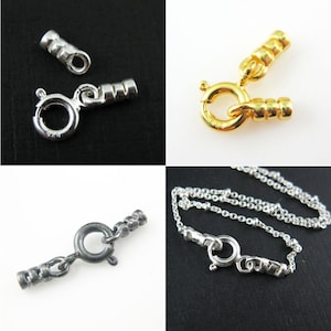 Tube Ends with Clasp-Bulk Jewelry Findings-Sterling Silver, Oxidized Silver, Gold Over Silver Tube Ends-Wholesale Supplies-Sold Per Set