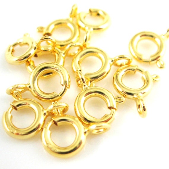 Gold Clasps, Gold Plated Sterling Silver Spring Ring Clasps