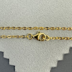 22K Gold plated Sterling Silver Chain, Gold Necklace, Bracelet -Solid Flat Cable Chain- 2.3mm Strong Necklace Chain-All Sizes-SKU: 601051-VM