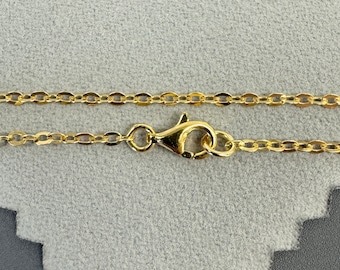 22K Gold plated Sterling Silver Chain, Gold Necklace, Bracelet -Solid Flat Cable Chain- 2.3mm Strong Necklace Chain-All Sizes-SKU: 601051-VM