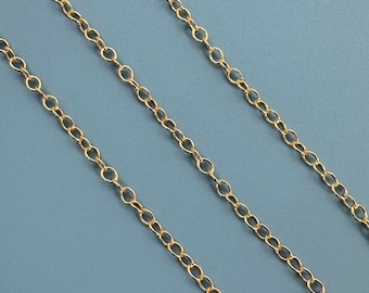 Gold plated Sterling Silver Chain, Unfinished Bulk Chain, 2mm Light Oval Cable Chain, Wholesale Gold Chains, Jewelry Supply - Sku: 101020-VM