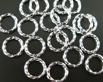 925 Silver Jumprings-Twisted Closed Jumprings-18 Gauge 6mm Connector Rings-Sterling Silver Wholesale Permanent Jewelry supplies-Sku:201053-6