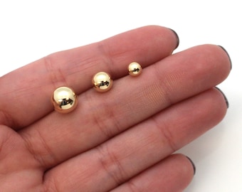 14K Solid Yellow Gold Ball Earring Studs, Choose Ball Size of 5mm, 7mm, or 9mm, Solid Gold Earrings (1 pair) SKU: 203089-Y