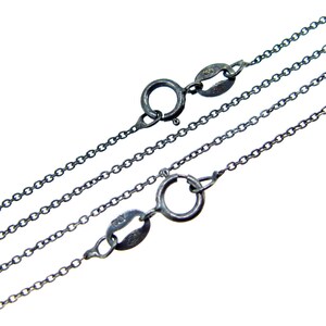 Oxidized Sterling Silver Chain Tiny Plain Cable Chain Oxidized Silver Necklace Chain, Cable Chain Necklace 16-36 inches SKU: 601009-OX image 3