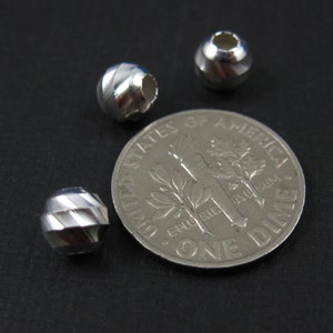 D’argent perles - argent 925 Sterling - rainuré à facettes perles argent - entretoise - en vrac en gros perles d’argent (6mm) Sku : 211028