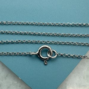 Rhodium plated Sterling Silver Necklace Chain, Rolo Chain Necklace, Anklet Chain, Bracelet Chain - 1mm Rolo Chain 7-36 Inches SKU: 601016RH