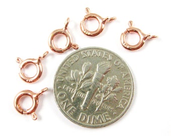 Rose Gold Clasps, Gold plated Sterling Silver Spring Ring Clasps - Clasps and Closures, Rose Gold Findings - 5.5mm (15 pcs) Sku: 202020_RG
