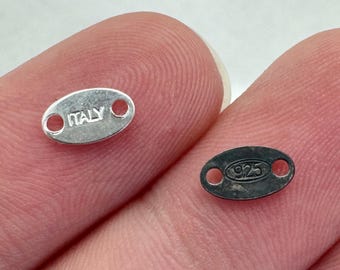 925 sterlingsilver Italiensk kvalitetsetikett - Oxiderat silver - Smyckesdetaljer - Kvalitetsetiketter för smycken - Smyckestillverkningstillbehör