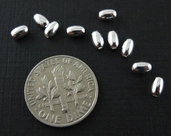 925 Sterling Silber Glatt Oval Perlen-Reis Form Perle-Oval Spacer Perlen-Großhandel Perlen-Schmuckzubehör ( 4,4 mm)